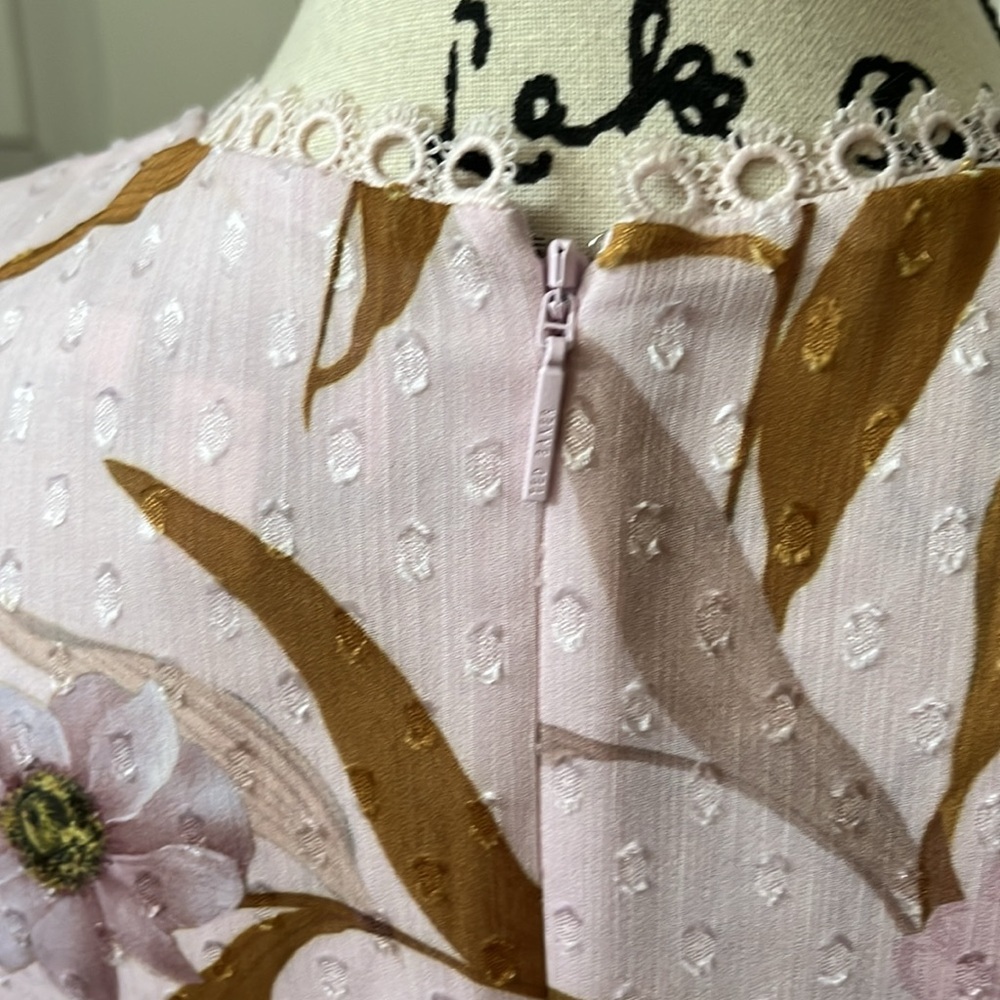 Ted Baker RONTIE Cabana print floral pink sleeveless dress TB 3 USA 8 - Picture 12 of 13
